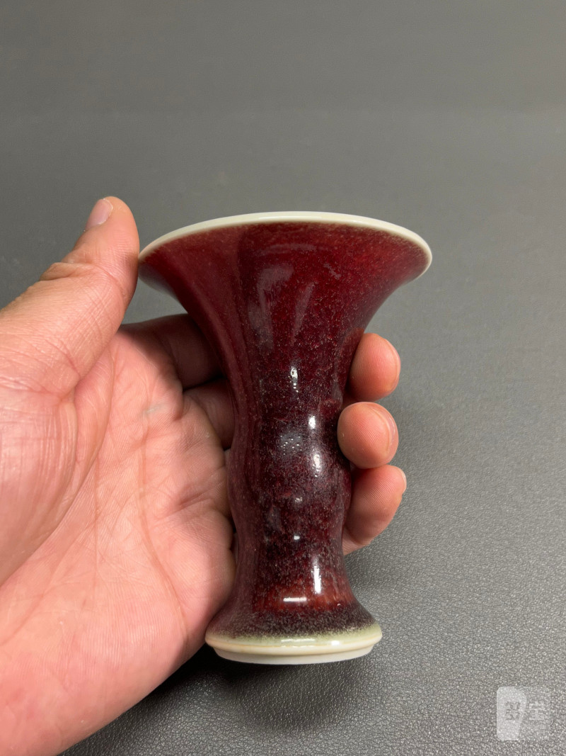 清康熙  郎窑红釉小花觚 - 图8